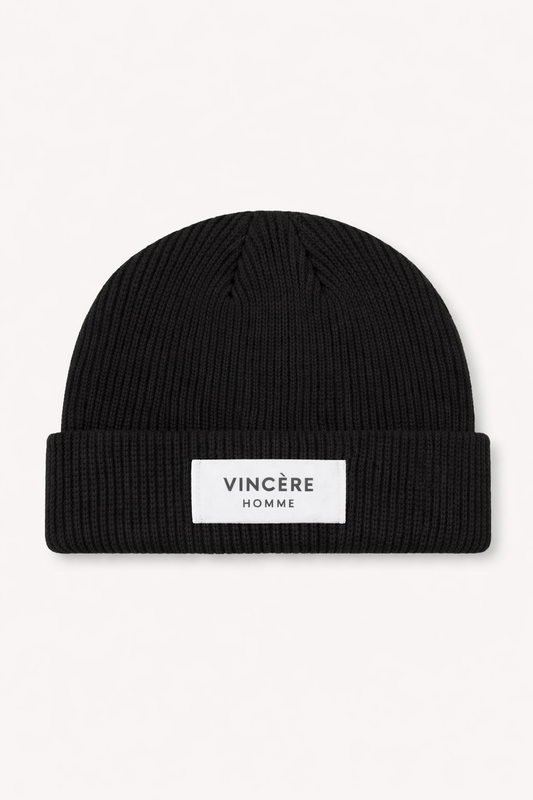 BRAND LABEL BEANIE (Black )